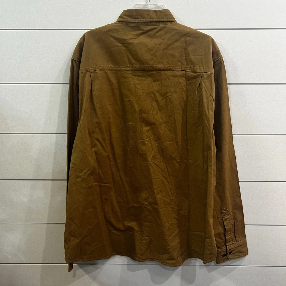 The American Outdoorsman Brown Dijon Button‎ Down Shirt Men's Sz Xxl Stretchy